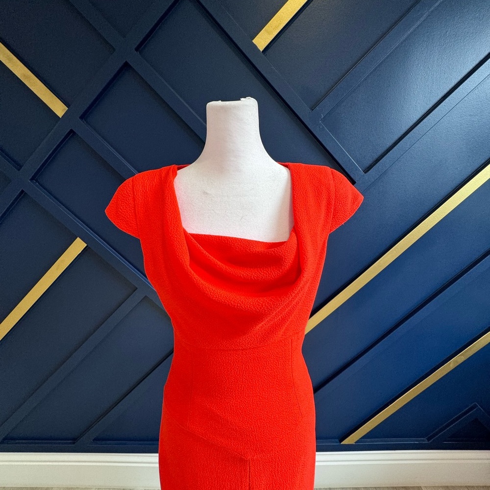 Black Halo cowl neck orange 🍊 sheath - Picture 9 of 12